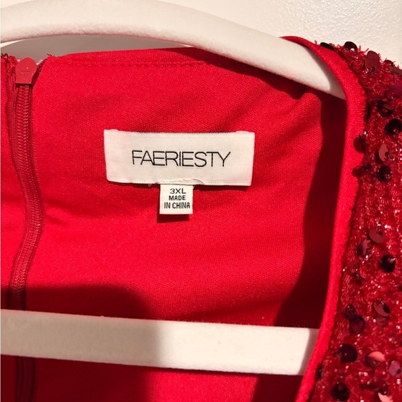 NWOT Faereisty Woman’s Plus Size 2/3x Elegant Red Sequin Dress - Picture 3 of 7